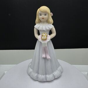 VTG 1981 Enesco Growing Up Birthday Girl Porcelain Age 8 Blonde E-2308 NiB